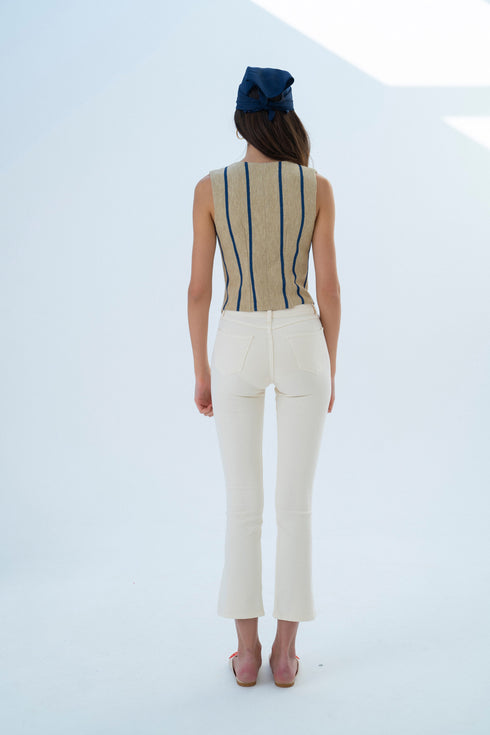 V NECK GOLD BUTTON DETAILS CROP VEST - Barrus London